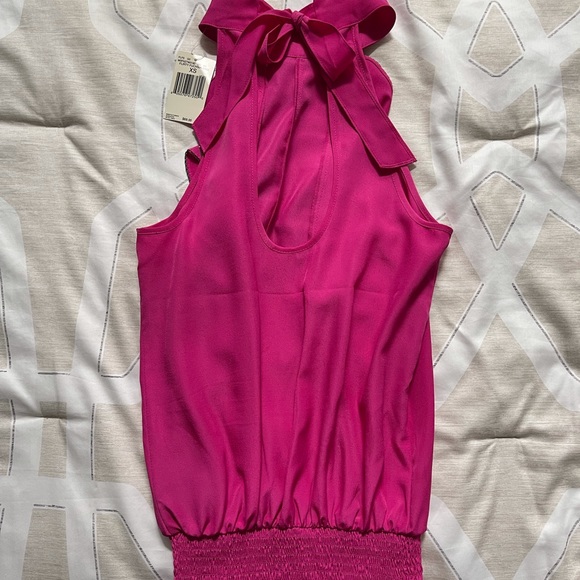 NWT Guess Hot Pink Ruffle Smocked Halter Top - Picture 4 of 6